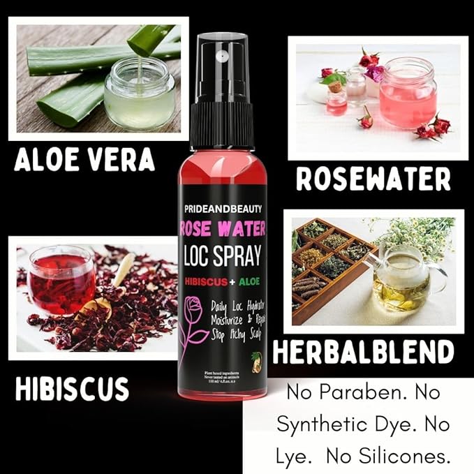 Hibiscus and Aloe Vera Hair Growth Spray for Dreadlocks and Loose Hairstyles Hair Care Treatment – Hydrate Dry Damaged Hair
