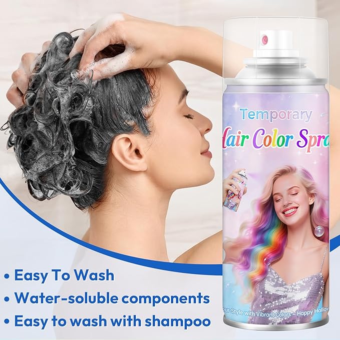 Green Temporary Hair Color Spray - Washable & Non-Sticky Hair Dye for Halloween, Cosplay, Parties-Safe for Kids, Women & Men - Quick-Drying & Easy to Wash Out(120ml)