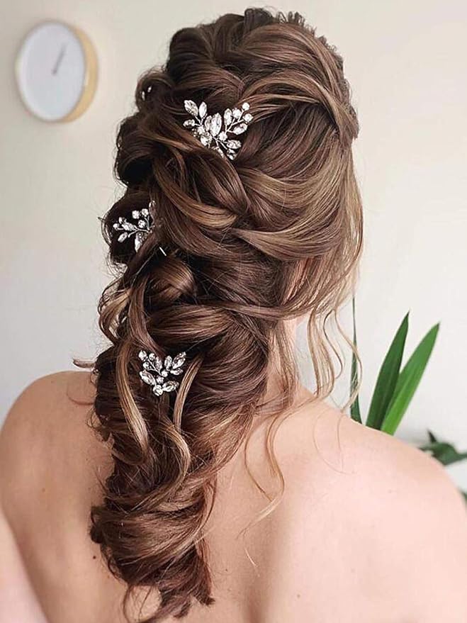 JAKAWIN Rhinestone Wedding Hair Pins Silver Bridal Crystal Hair Jewelry Accessories for Women HP130 (Silver)