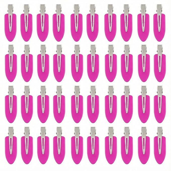 No Crease Hair Clips Makeup Pin Curl Clip Bulk 40Pcs Multicolor No Bend Dent Bang Creaseless Hair Clips for Makeup Application Bangs Hairpin Setting Pins Clip for Women Styling (Rose Pink)
