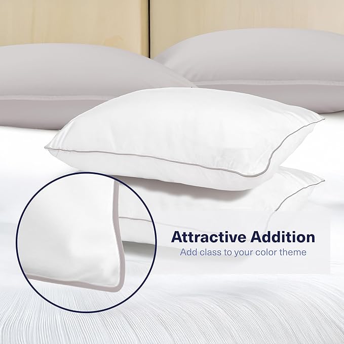 Kickoff Viscose Bamboo Pillowcase, King, Set of 2, 100% Organic Hidden Zippered Viscose Bamboo Pillow Case King Size, Cooling Pillow Cover for Hot Sleepers (20"x40", Trimmed, Dove Grey)