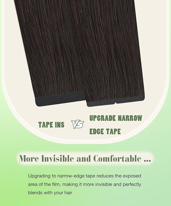 SURNEL Tape in Hair Extensions Human Hair Color 2 Darkest Brown 20 inch Tape in Human Hair Extensions 20 pcs 50g(#2-20)