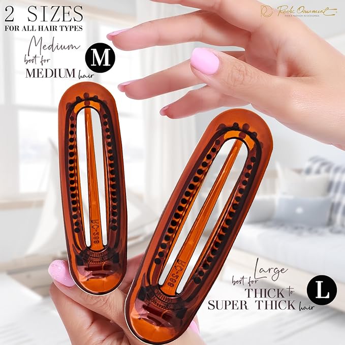 RC ROCHE 6 Pcs Flat Claw Hair Clips for Women Alligator French Barrette Long Thick Hair Duckbill Curved No Slip Grip Lay Flat Side Slide Firm Classic Styling, Large Brown