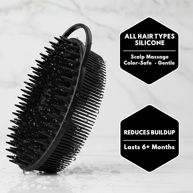 Scalp Massager Shampoo Brush Silicone - Hair Scrubber Shower Tool - Avilana Scalp Exfoliator Head Massage Brush - Gentle Daily Cleansing All Hair Types - Gift Women Men