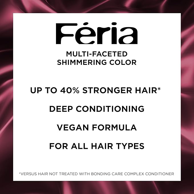 L’Oreal Paris Feria Multi-Faceted Shimmering Permanent Hair Color, High Intensity Hair Dye for 3X Highlights, 52 Auburn Rose, 1 Hair Dye Kit