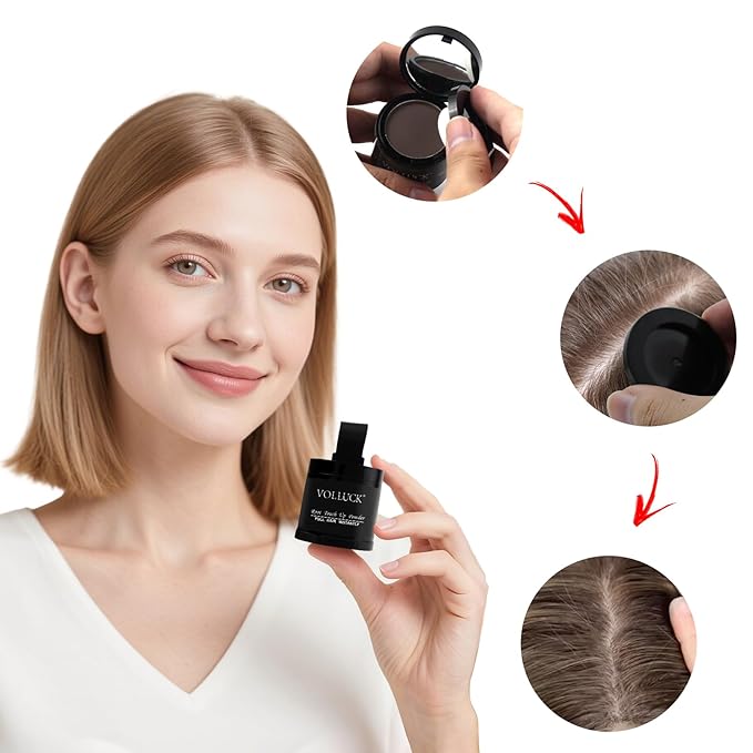 VOLLUCK Root Touch up Powder, Instant Hairline Powder for Thinning Areas and Gray Hair Coverage, Natural and Non-greasy Root Cover up for Women and Men (Light Blonde, 0.35 Ounce)