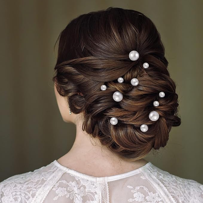 32 Pieces Wedding Pearl Hair Pins Bridal Pearl Rhinestone Hair Pins Hair Accessories U Shape Barrette for Bride Bridesmaid Women Girls (Silver)