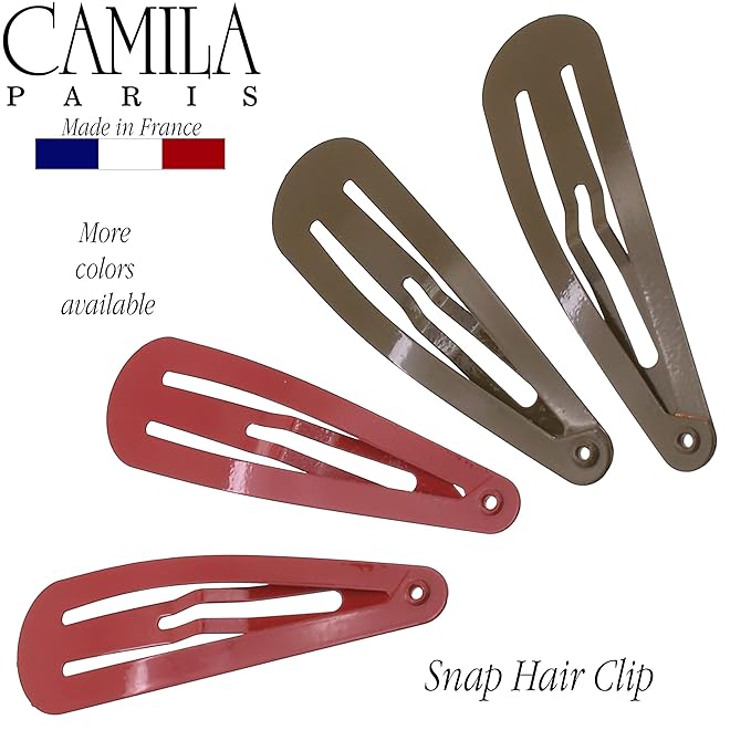 Camila Paris CP1330D French Hair Barrettes Clips, Snap Hair Slides Clic Clac for Women, Styling Girls Side Slide-in Metal Snap Pin Hair Accessories for Women. Strong Hold, No Slip Grip, Made in France
