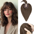 Rich Choices Real Human Hair Toppers for Women With Bang 100% Remy Human Hair Topper for Thinning Hair Clip in Silk Base Hair Topper 6 Inch #2R Chocolate Brown