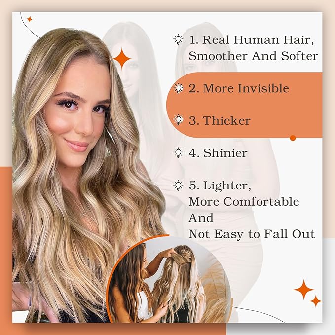 Full Shine Tape in Extensions Invisible 16 Inch Tape in Hair Extensions Human Hair Double Sided Tapes Hair 10P613 Golden Brown Highlighted Bleach Blonde Glue in Hair Extensions 50Gram 20pcs Add Volume