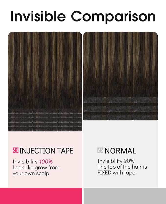 Youngsmile Invisible Tape in Hair Extensions Human Hair #2/6/18 Dark Brown to Dirty Blonde 20pcs 30g 14 Inch Injection Tape in Hair Extensions Human Hair (#2/6/18,14'')
