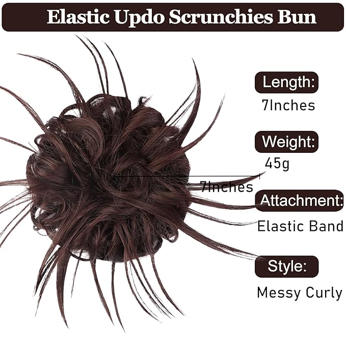 HMD Tousled Updo Messy Bun Hair Piece Hair Extension Ponytail With Elastic Rubber Band Updo Bun Synthetic Hairpieces for Women