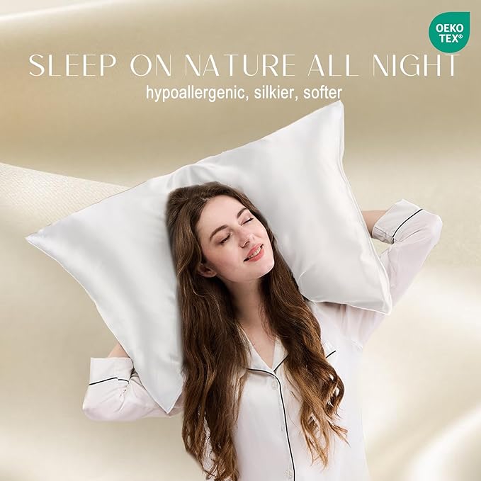 ZIMASILK 100% Pure Mulberry Silk Pillowcase for Hair and Skin Health,Soft and Smooth,Both Sides Premium Grade 6A Silk,600 Thread Count,with Hidden Zipper,1pc(Toddler 13''x18'',White)