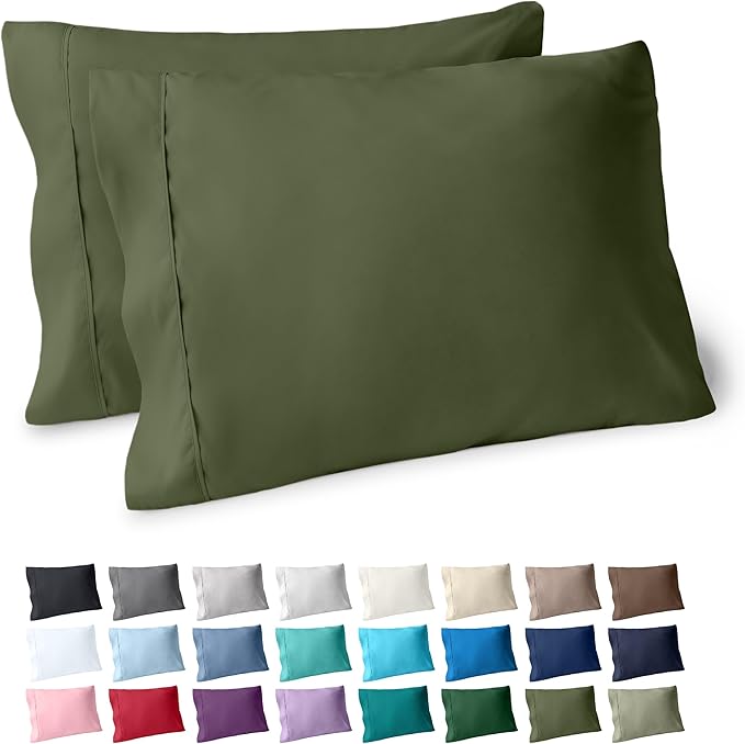 Bare Home Microfiber Pillow Cases - King Size Set of 2 - Cooling Pillowcases - Double Brushed - Cypress Pillowcases 2 Pack - Easy Care (King Pillowcase Set of 2, Cypress)