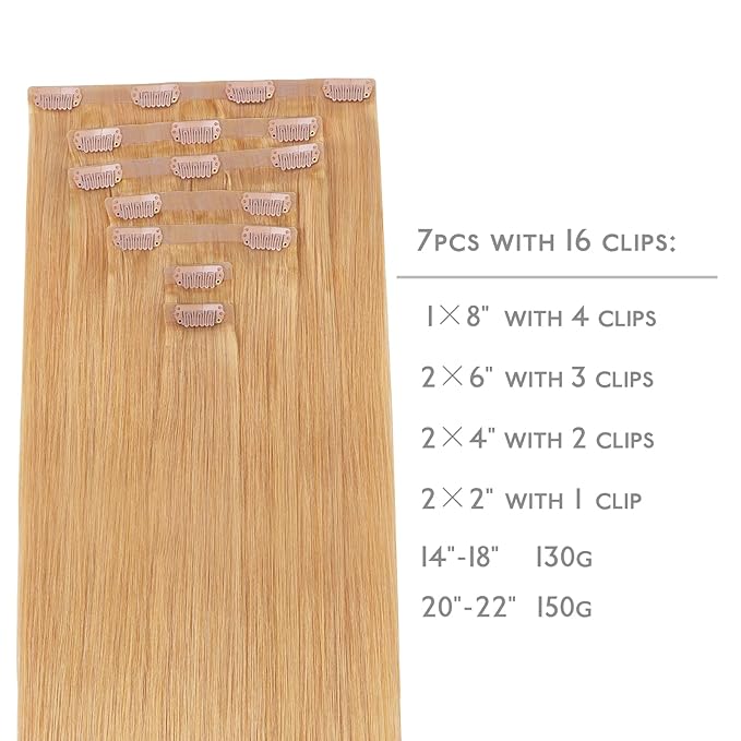 WENNALIFE Seamless Clip In Hair Extensions Human Hair, 12 Inch 80g 7pcs Strawberry Blonde Real Hair Extensions Clip in Human Hair Invisible PU Skin Weft Natural Remy Hair