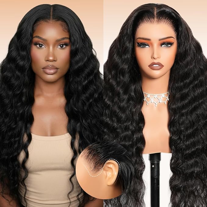 Arabella 13x6 Deep Curly Human Hair Wig 210% Density Curly Wigs Human Hair 100% Glueless Lace Front Wig 12a Pre Plucked Bleached Pre-Cut Wigs (30inch,13x6 deep curly wig)