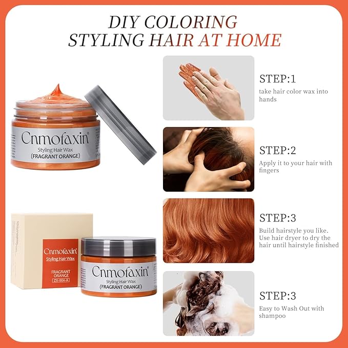 Hair Wax Color,Temporary Hair Dye Wax Natural Instant Hairstyle Cream (Black, 4.23 ounce)
