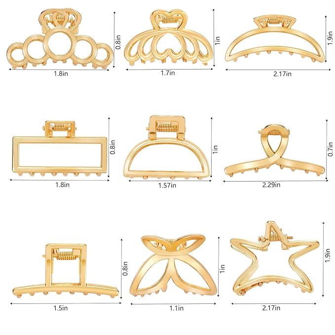 CWJCYTNSN Small Gold Hair Clips, 10Pcs Metal Hair Claw Clips for Women Thick Thin Hair, Non-Slip Hair Clips for Women and Girls, Strong Hold Hair Accessories