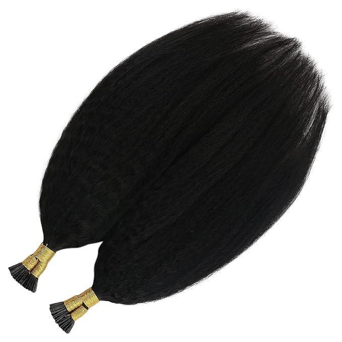 YoungSee Kinky Straight Itip Human Hair Extensions 16In Kinky Itip Hair Extensions Black 80s 50g Itip Human Hair Extensions Yaki Tip Hair Extension Curly for Black Women