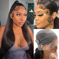 Hidden Strap Invisi Strap Straight 360 Glueless Wigs Human Hair Pre Plucked Pre Bleached Brazilian Virgin Wig With Drawstring 250 Density HD Full Lace Front Wigs Human Hair 26 Inch