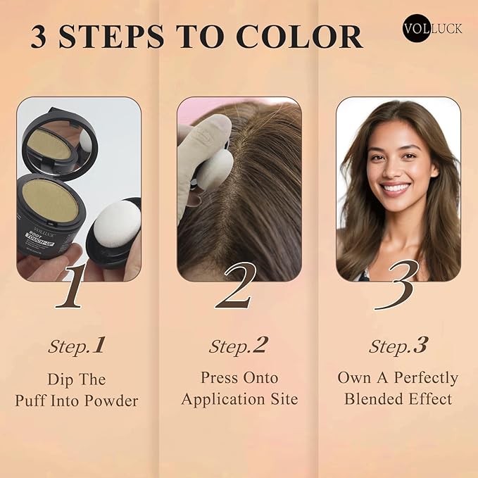 VOLLUCK Hairline Powder Instantly, Root Touch up Powder Hair Color Upgraded, Grey Root Cover up Conceals Hair Loss, Hairline Shadow for Women & Men for Thinning Hair Natural, Sweatproof (Light Blonde)