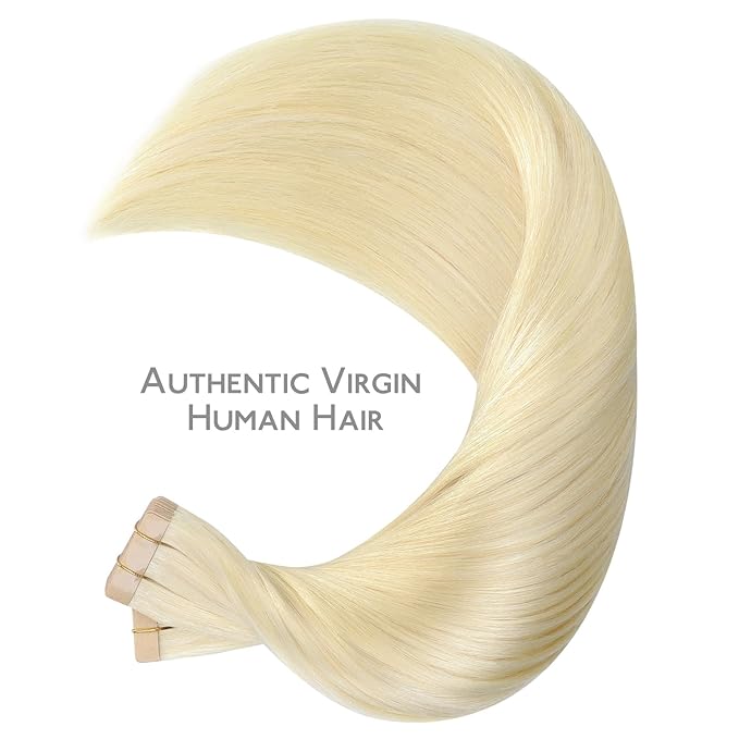 Wennalife 40pcs Tape in Hair Extensions Human Hair,120g 26 inch Bleach Blonde Hair Extensions Real Human Hair Straight Tape in Extensions Invisible Human Hair Extensions Reusable Real Hair Extensions