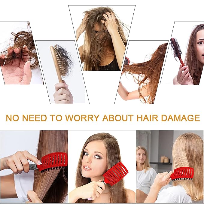 Magical Ultra Detangling Brush for Wet or Dry Hair, Detangler Brush, Fast Drying Styling Massage Hairbrush for Men, Women and Kids (2pcsRainbow-B)
