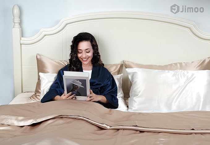 100% Mulberry Silk Pillowcase for Hair and Skin, 22 Momme Pure Natural Silk Pillow Case Both Sided with Zipper, Pillow Cover for Women Mom Men (Ivory White, Standard 20''×26'', 1 Pack)