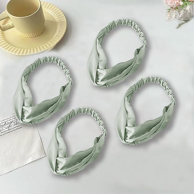 4PACK Womens Silk Headband Satin Headbands Silky Hairband Wide Head Bands Hair Wrap Fashion Hairbands Accessories