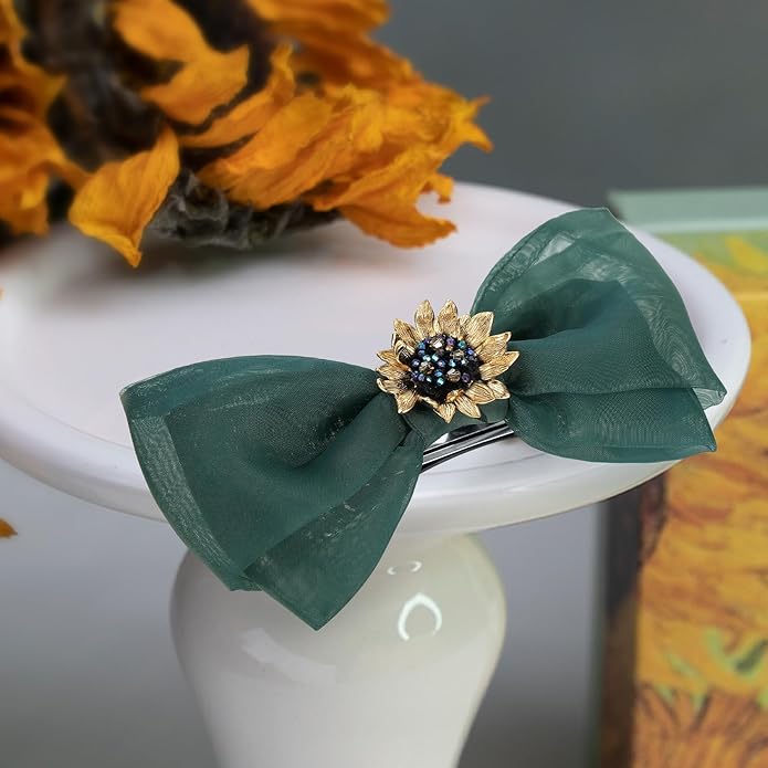 Sunflower Brooch pin with hand beading, She's Free Style Just For You Flower Oil Dropping Brooches for women, Metal Plating Process Safety pins with Nail Bead Crystal