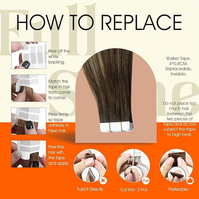 Full Shine Hair Extensions Human Hair Color 4 Medium Brown Ombre 24 Blonde And 4 Brown 20Inch Tape in Hair Extensions 100G Straight Remy Skin Weft 40Pcs Brazilian Extension