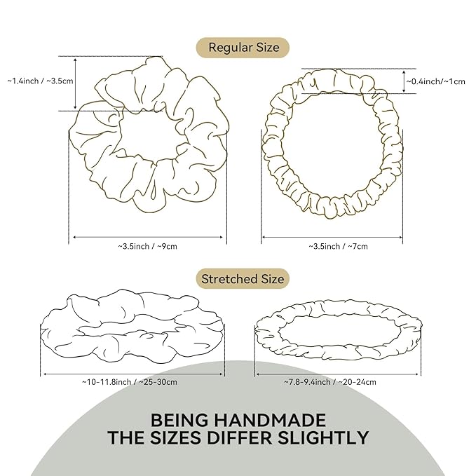 22 Momme 100% Mulberry Silk Scrunchies (2 Pack, Black), Well-Hold Elastic for No-Damage, 6A, Soft Hair Ties, Reduces Frizz & Breakage, OEKO-TEX Certified