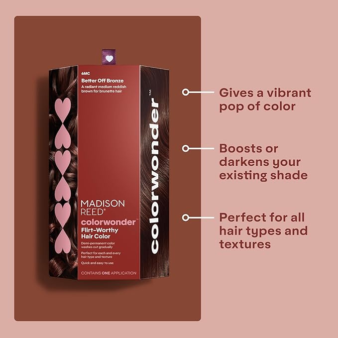 Madison Reed colorwonder Demi-Permanent Hair Color, Effortless At-Home Hair Dye, Ammonia-Free, Cruelty-Free, Better Off Bronze (6MC Medium Auburn Brown), Pack of 2