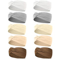 10 Pcs Wide Absorbent Sport Headbands for Women, Non-slip, Stretchy, Soft Cotton Twist Knotted Hair Bands for Daily Workout Yoga Running Sports, BB