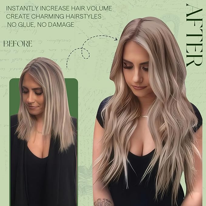 RUNATURE Real Human Hair Clip in Extensions, 18 Inch Clip in Hair Extensions, Blonde Hair Extensions Clip Ins, Natural Remy Hair, 120g 7pcs #19P60 Grey Blonde Highlight Platinum Blonde