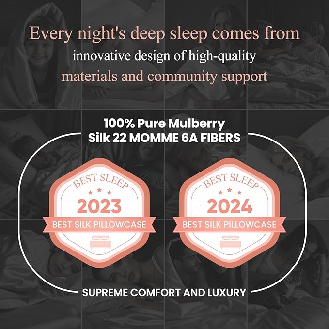 100% Mulberry Silk Pillowcase 22 Momme (SGS Certified) with Free Silk Eye Mask - Luxury Gift-Ready Folded Packaging, Cooling Pillow Cover for Hair & Skin Care (White, Standard (1 Pack))