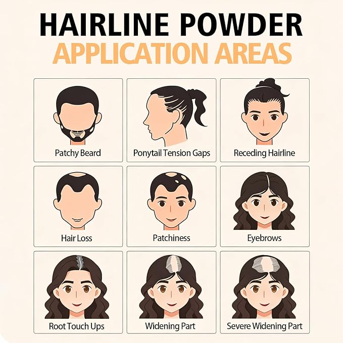 Root Cover Up Powder Hairline Powder for Women Root Touch Up Hair Color for Bald Spots, Eyebrows, Beard Line, Light-Blonde Hair Fibers for Thinning Hair Shadow Cover Up 2 Pack (Black)