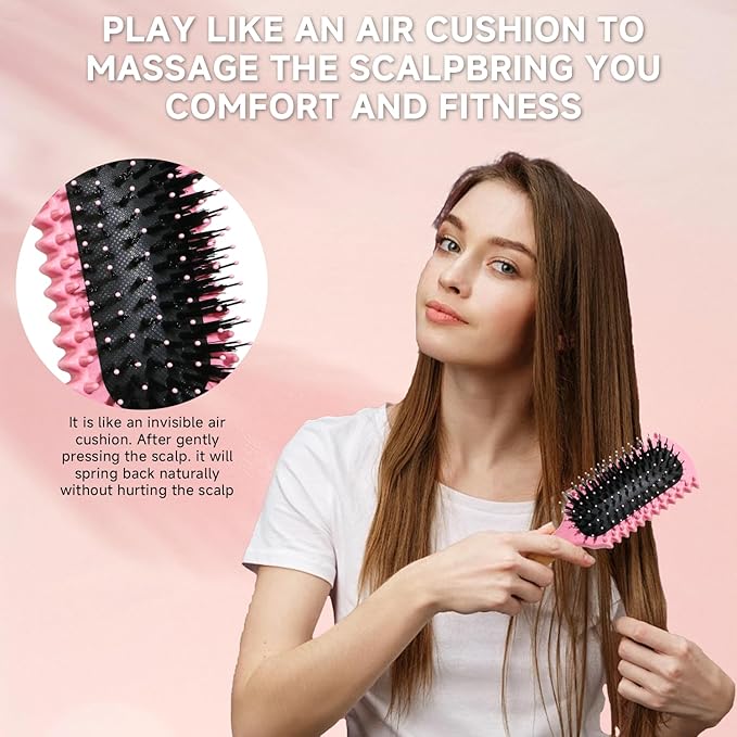 Curl Defining Brush, Curly Hair Brush Products With 3 Pcs Slick Back Hair Brush Set Bristle Brush Edge Control Teasing Comb for women (Black)