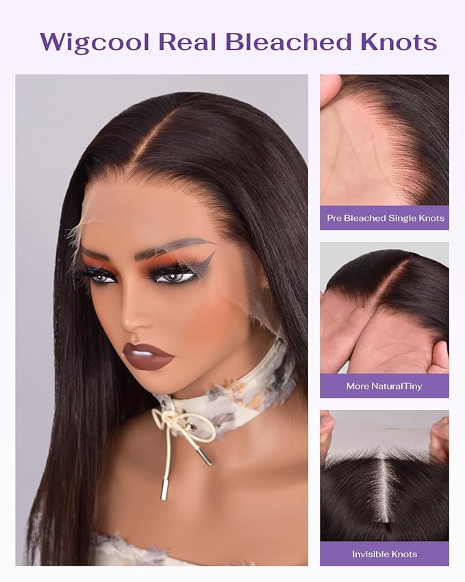 SKINLIKE Real HD Lace Wig 13x6 Full Frontal HD Lace Front Wigs Human Hair Pre Plucked Bleached Knots 180% Density 0.10mm Ultra-thin Invisible Lace Straight Human Hair Wigs For Women 22 Inch
