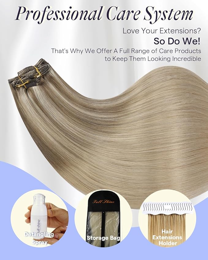 Full Shine Real Human Hair Extensions Clip ins 150 G Caramel Latte Rooted Highlight Hair Extensions Real Human Hair Clip ins 20 Inch 7 Pcs