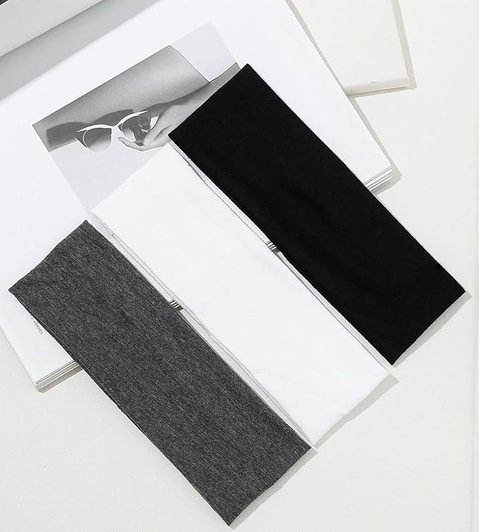 Multicolor Soft Fabric Headbands for Women - Elastic Non-Slip Head Bands, Fashion School Hair Accessories, 9 Pack