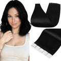 Full Shine Tape in Extensions Color 1 Jet Black Invisible Straight Remy Double Sided Hair Extensions Real Human Hair Tape in 12 Inch 30g Invisible Natural Soft and Silky 20PCS for Women