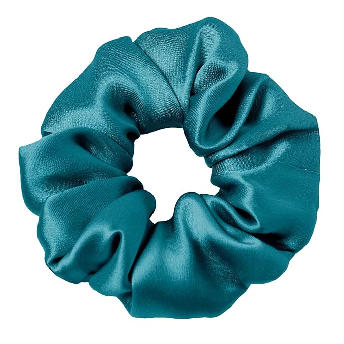 LILYSILK Silk Hair Scrunchies/Ties for Frizz & Breakage Prevention, 100% Mulberry, No Damage, Elastic ponytail Holders, 1Pc, Adriatic Blue
