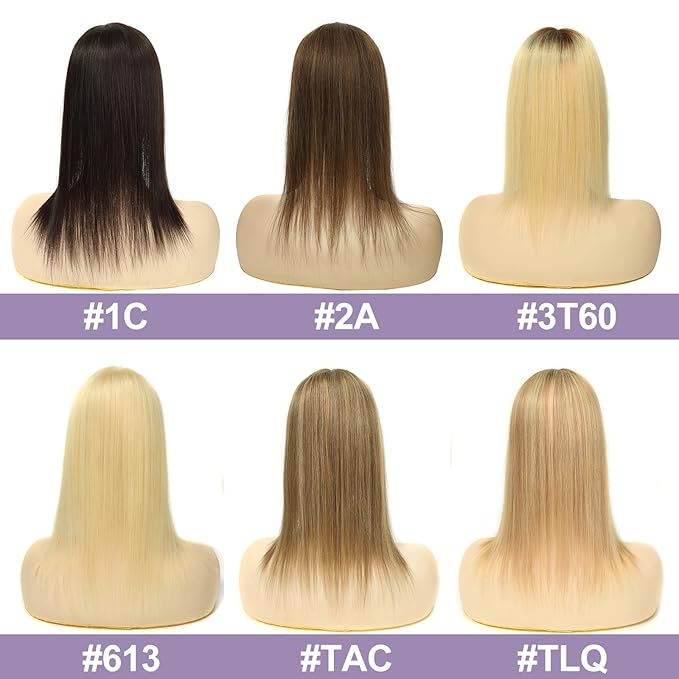 Womens Real Human Hair Toppers for Thin Hair #T3/60, 12 Inch Length 3x5 Inch Injected Silk Base 130% Density Hair Pieces