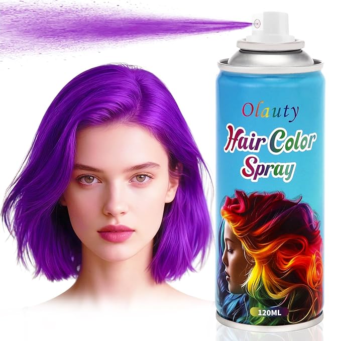Purple Hair Spray, Temporary Hair Color Spray For Kids Women Men,Temporary Hair Dye Washable Hair Color Wax,Non-Sticky Color Hair Spray for Halloween Crazy Hair Day,Cosplay Party DIY,Christmas(Purple)