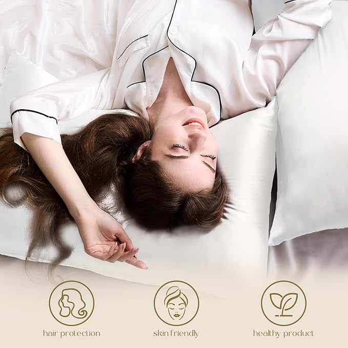 ZIMASILK 100% Pure Mulberry Silk Pillowcase for Hair and Skin Health,Soft and Smooth,Both Sides Premium Grade 6A Silk,600 Thread Count,with Hidden Zipper,1pc (King 20''x40'', White)