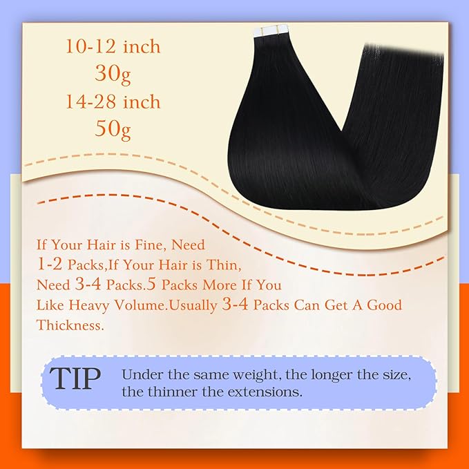 Full Shine Tape in Hair Extensions Human Hair 10 Inch Remy Tape in Human Hair Extensions for Women Color 1 Jet Black Hair Extension Real Human Hair Seamless Black Tape ins 30Gram 20Pcs