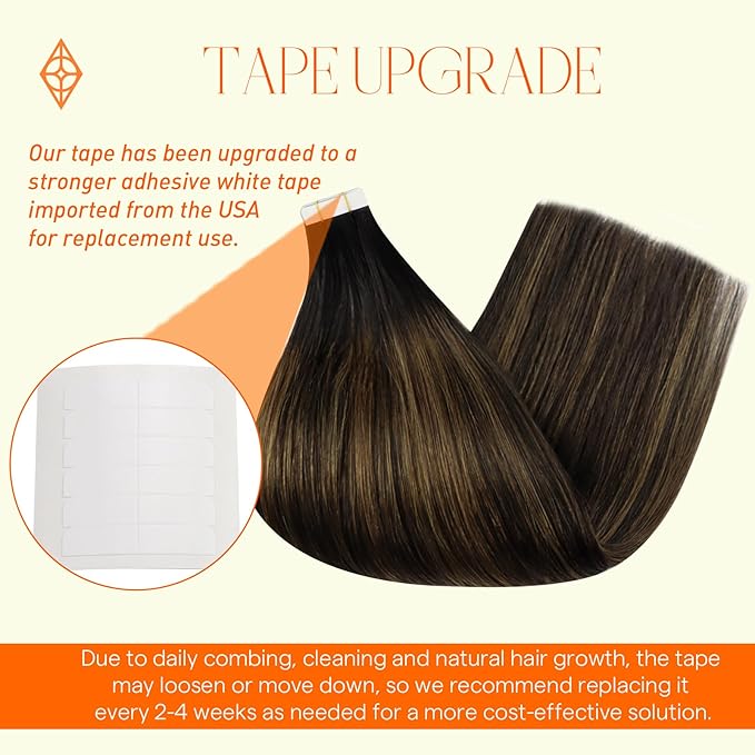 Full Shine Balayage Tape In Hair Extensions Real Human Hair 12 Inch Seamless Skin Weft Tape In Hair Extensions Soft Remy Add Volume 1B Off Black And 6 Chestnut Brown 30 Gram 20 Pcs