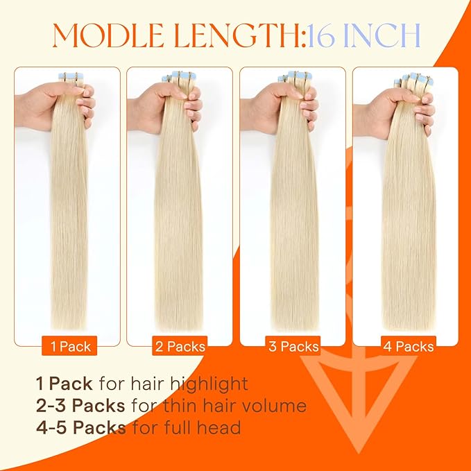 Full Shine Invisible Tape in Hair Extensions Human Hair Color 1000 Blonde Double Sided Machine Remy Injected Tape in Hair Extensions 14Inch 40Grams 20Pcs Add Volume Natural Look for Party Cosplay