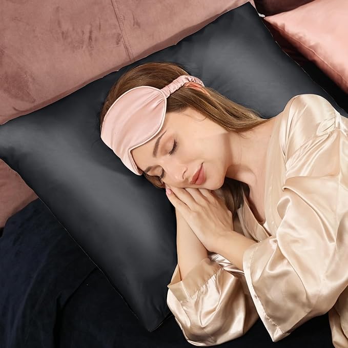 Adubor 100% Silk Pillowcase - Mulberry Silk Pillow Cases, 23 Momme 6A Grade Fibers, Silk Pillow Case for Hair and Skin Health, with Hidden Zipper (Queen 20''x30'', Space Gray, 1PC)